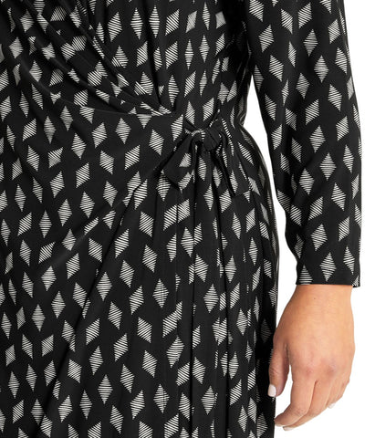 Plus Size Printed Notch Collar Wrap Dress