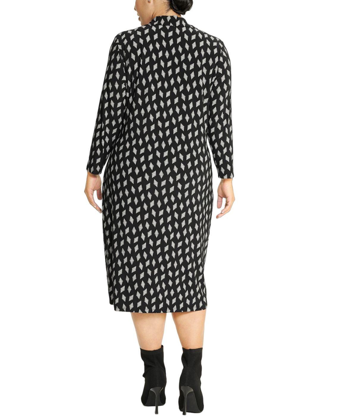  Anne Klein Plus Size Printed Notch Collar Wrap Dress - Anne Black/ Anne White - Bonton