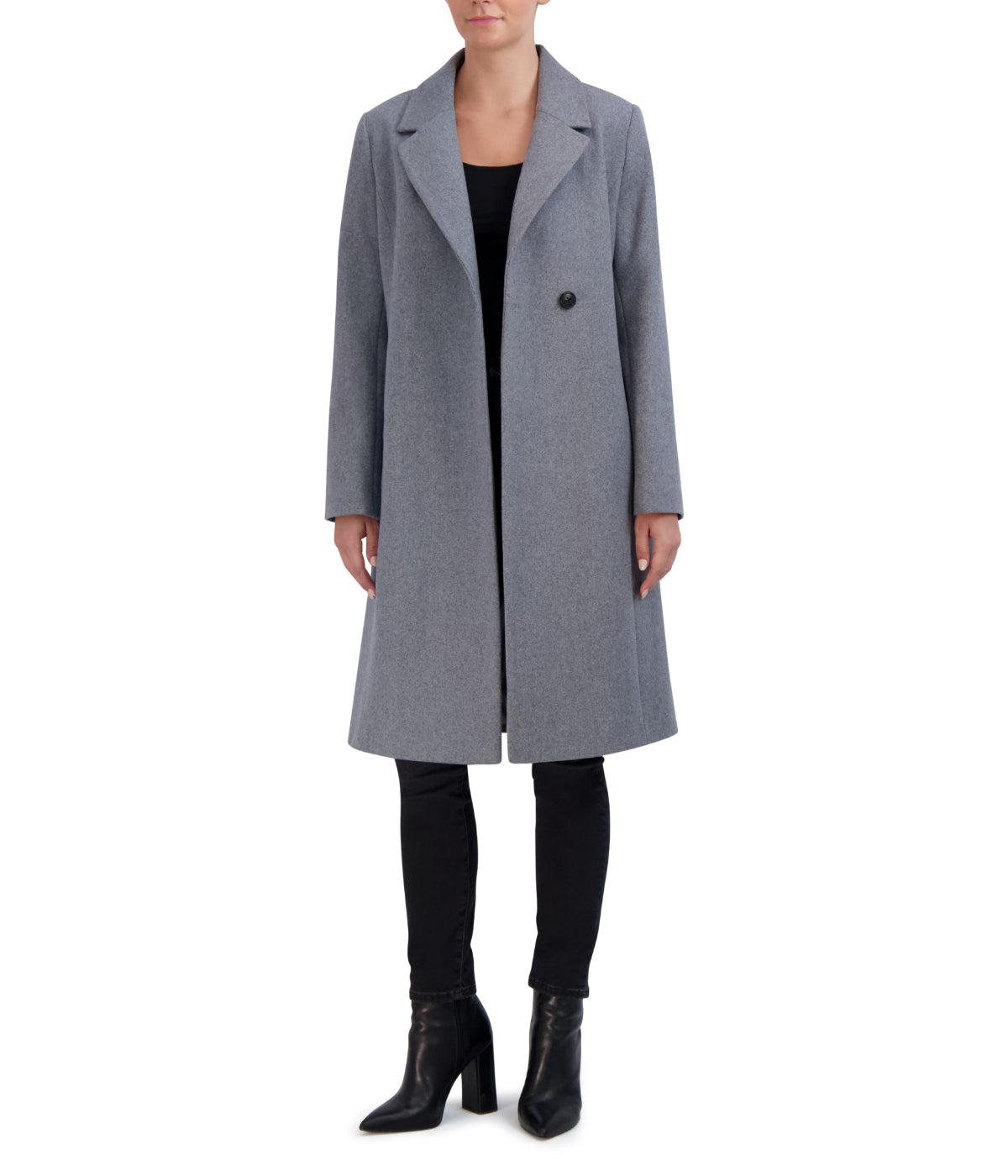  Cole Haan Asymmetrical Wool Blend Coat Light Grey - Light Grey - Bonton