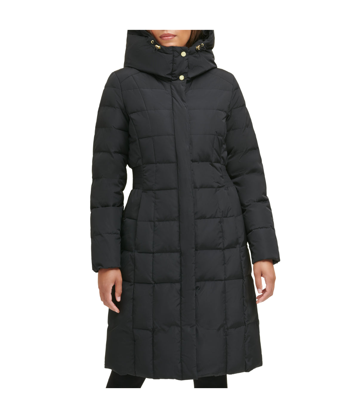  Cole Haan Box Quilt Down Zip Front Coat Black - Black - Bonton