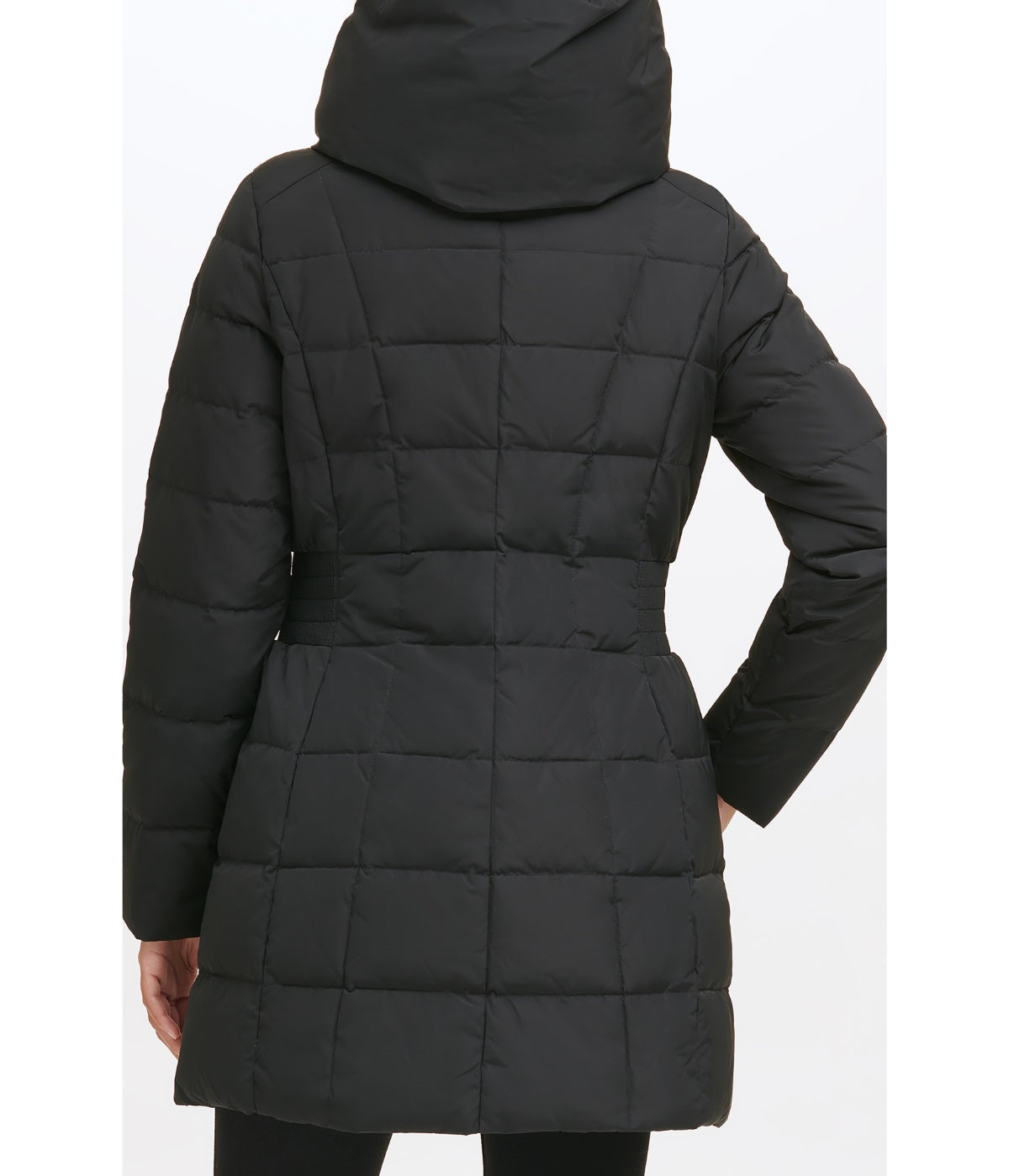  Cole Haan Box Quilt Down Zip Front Coat Dark Black - Dark Black - Bonton
