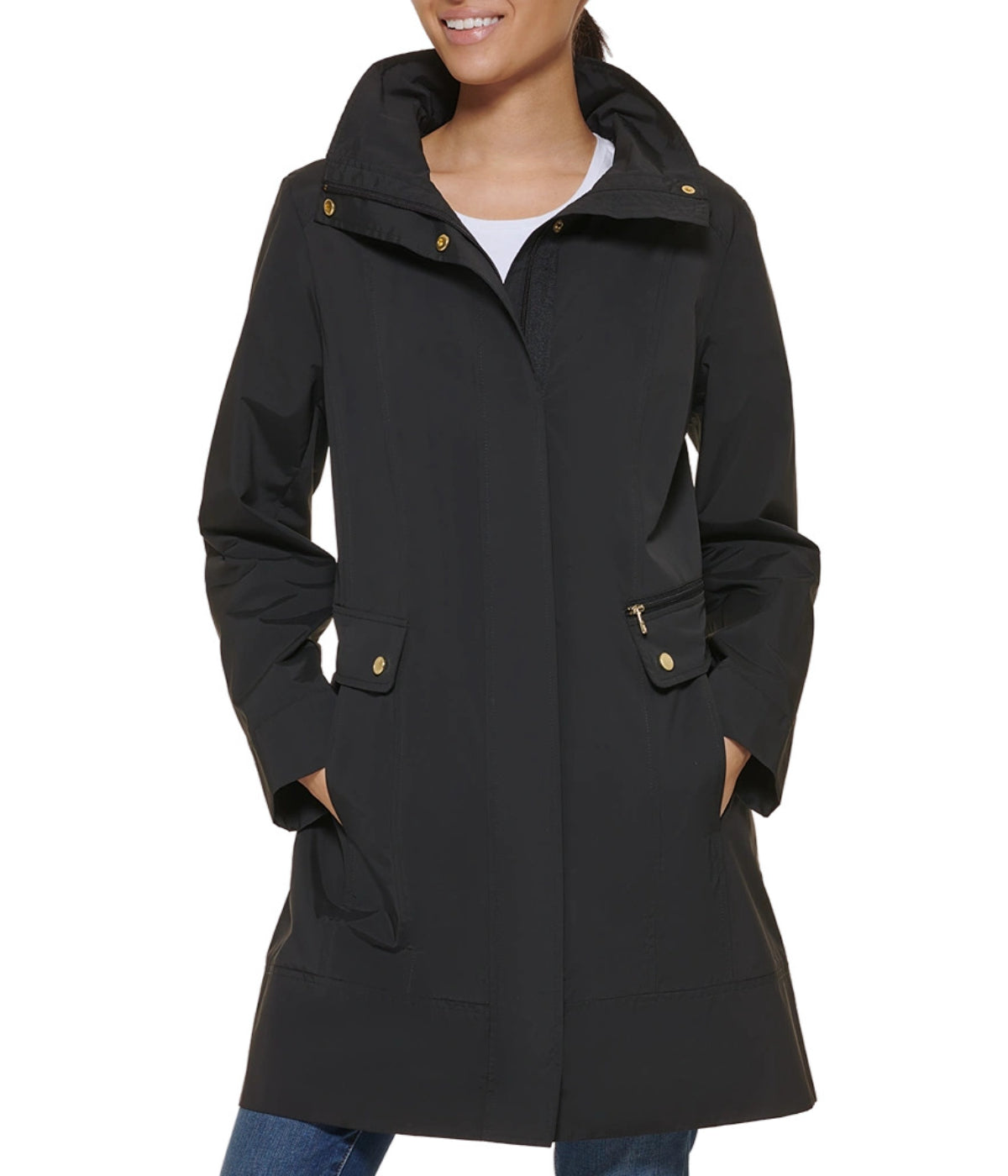  Cole Haan Packable Hooded Anorak Raincoat Black - Black - Bonton