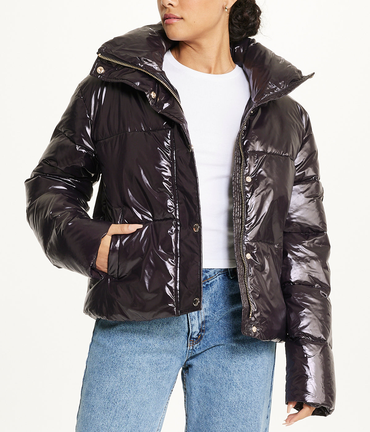  Michael Kors Short Puffer Jacket - Black - Bonton