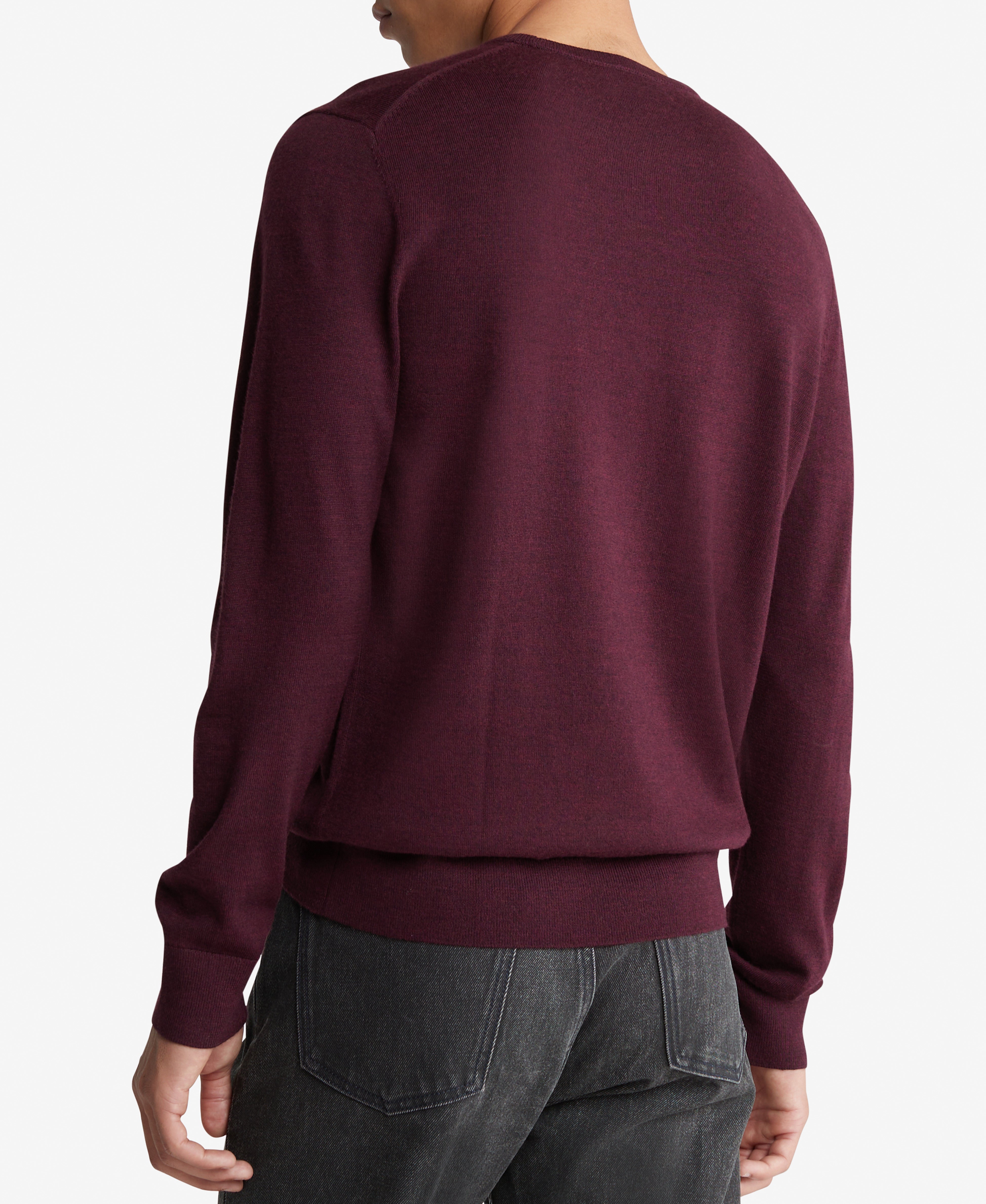  Calvin Klein Long Sleeve Solid Extrafine Merino Crew 14Gg Red - Red - Bonton