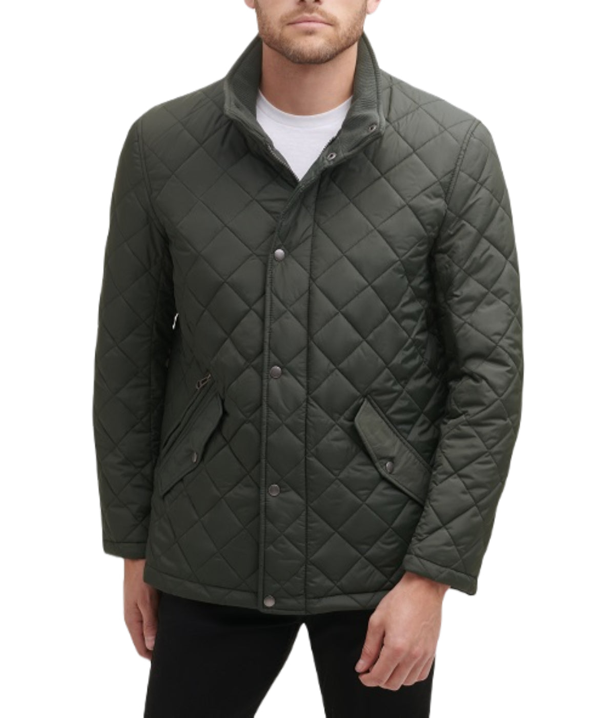  Cole Haan Mens Quilted Barn Coat Dark Green - Dark Green - Bonton