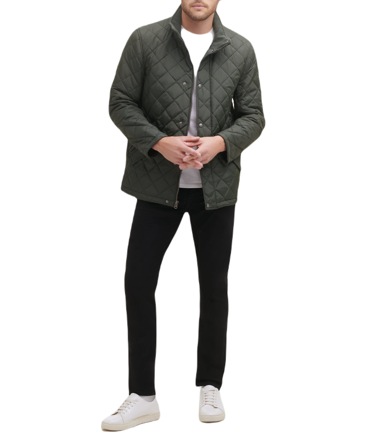  Cole Haan Mens Quilted Barn Coat Dark Green - Dark Green - Bonton