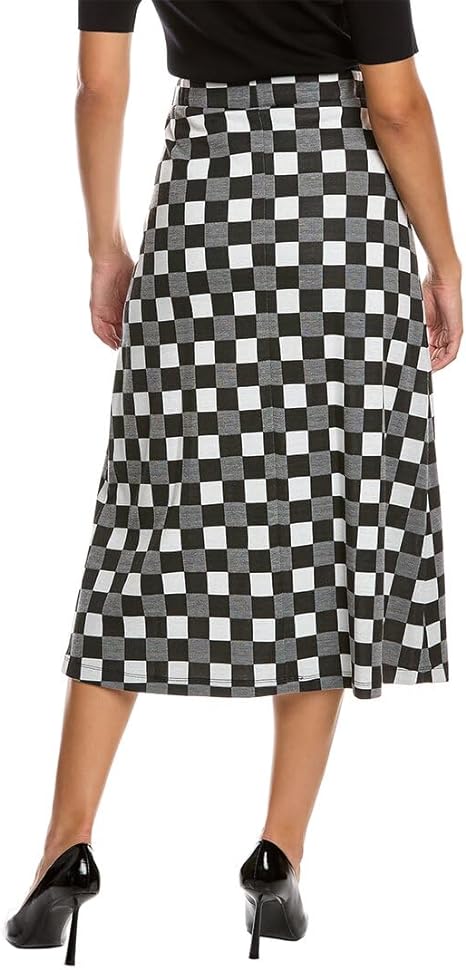  Anne Klein Gingham A-Line Midi Skirt - Anne Black Combo - Bonton