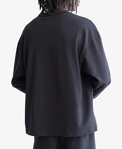 Calvin Klein Long Sleeves Standard Logo Terry Crew - Black Beauty - Bonton