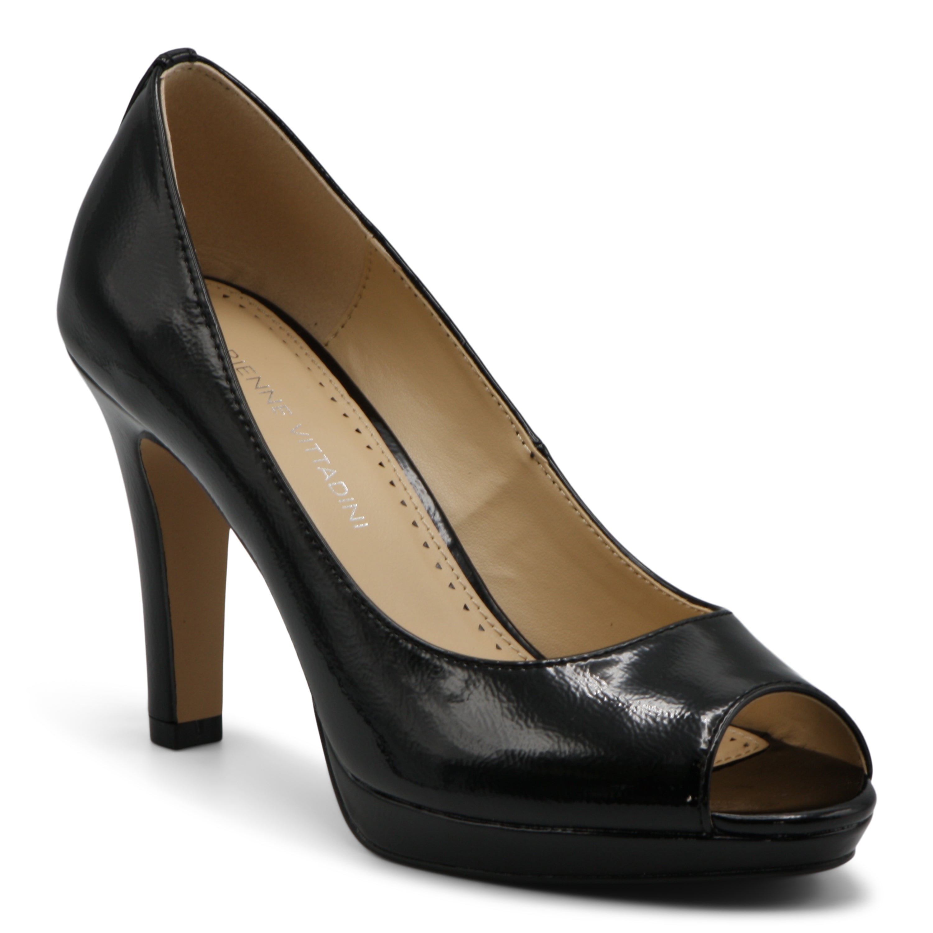  Adrienne Vittadini Gervin-1 Peep Toe Pumps - Black - Bonton