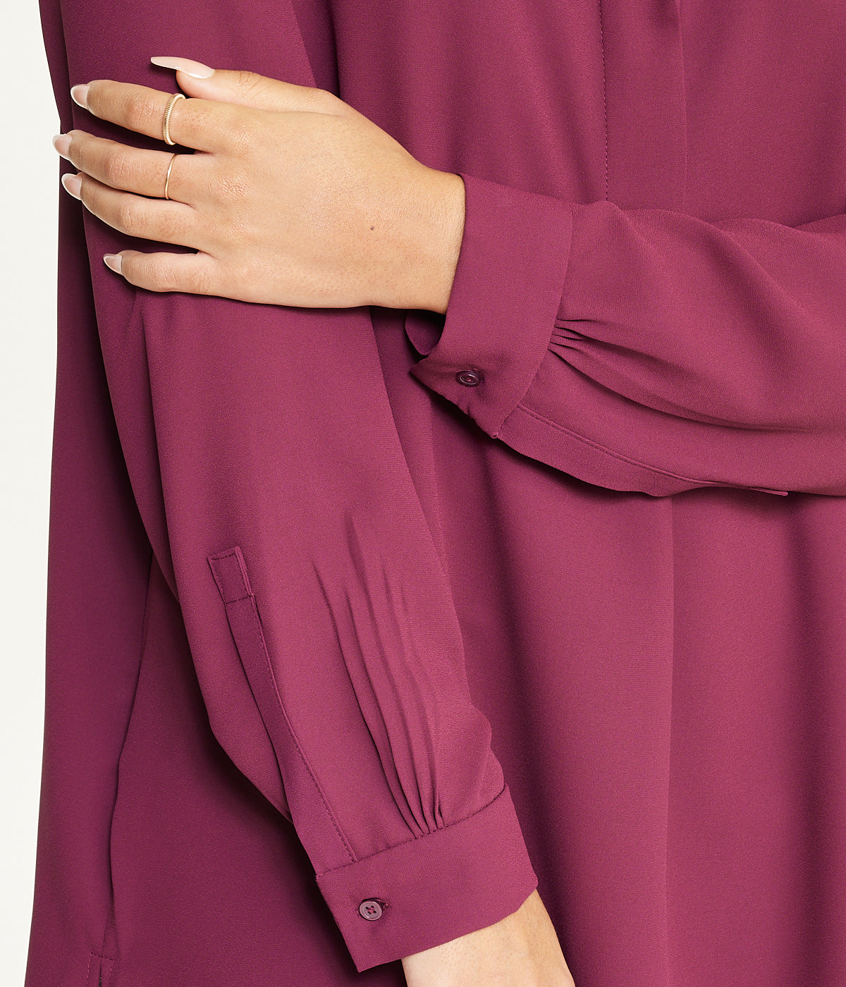  Anne Klein Long Sleeve Pop-Over Tunic With Covered Placket - Chianti - Bonton