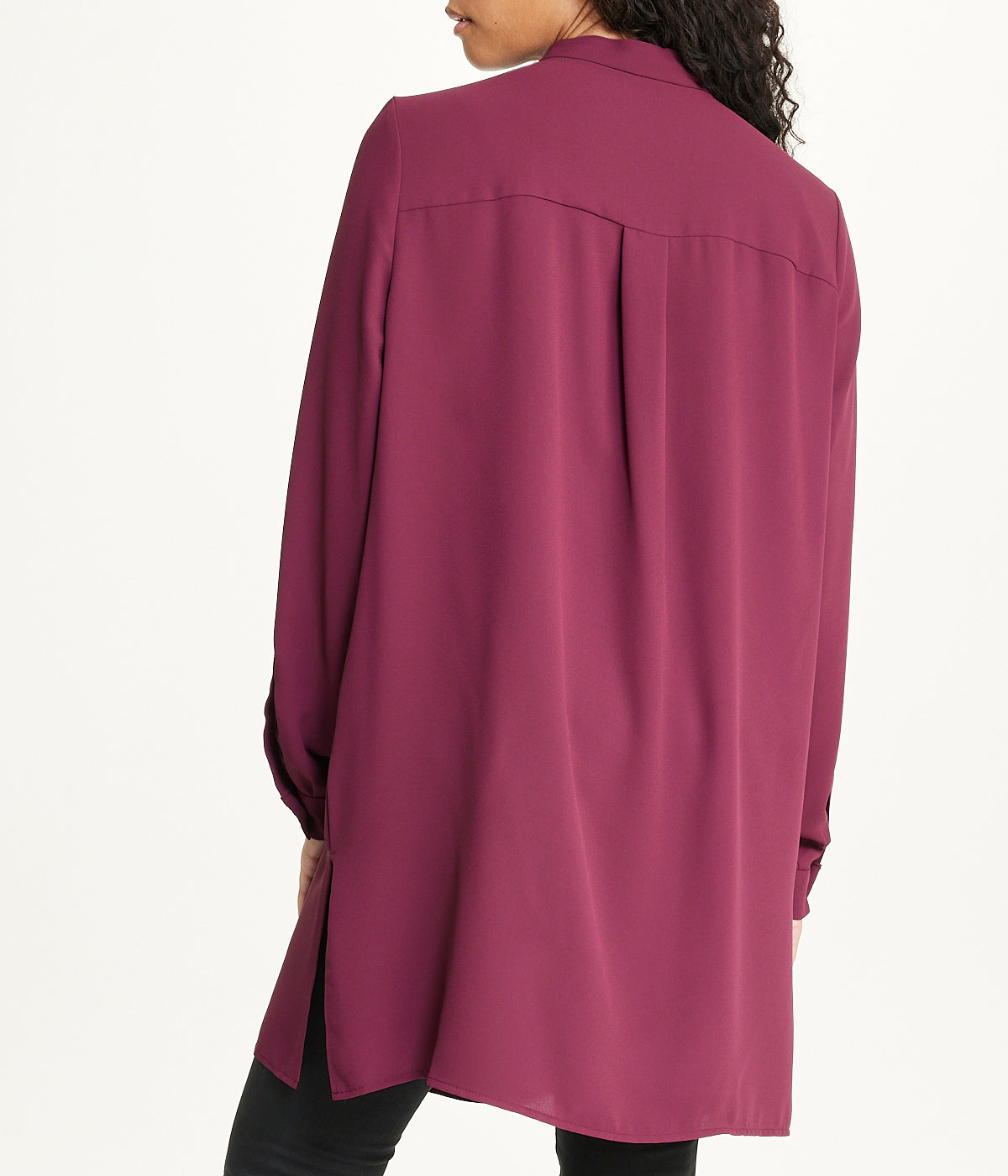  Anne Klein Long Sleeve Pop-Over Tunic With Covered Placket - Chianti - Bonton