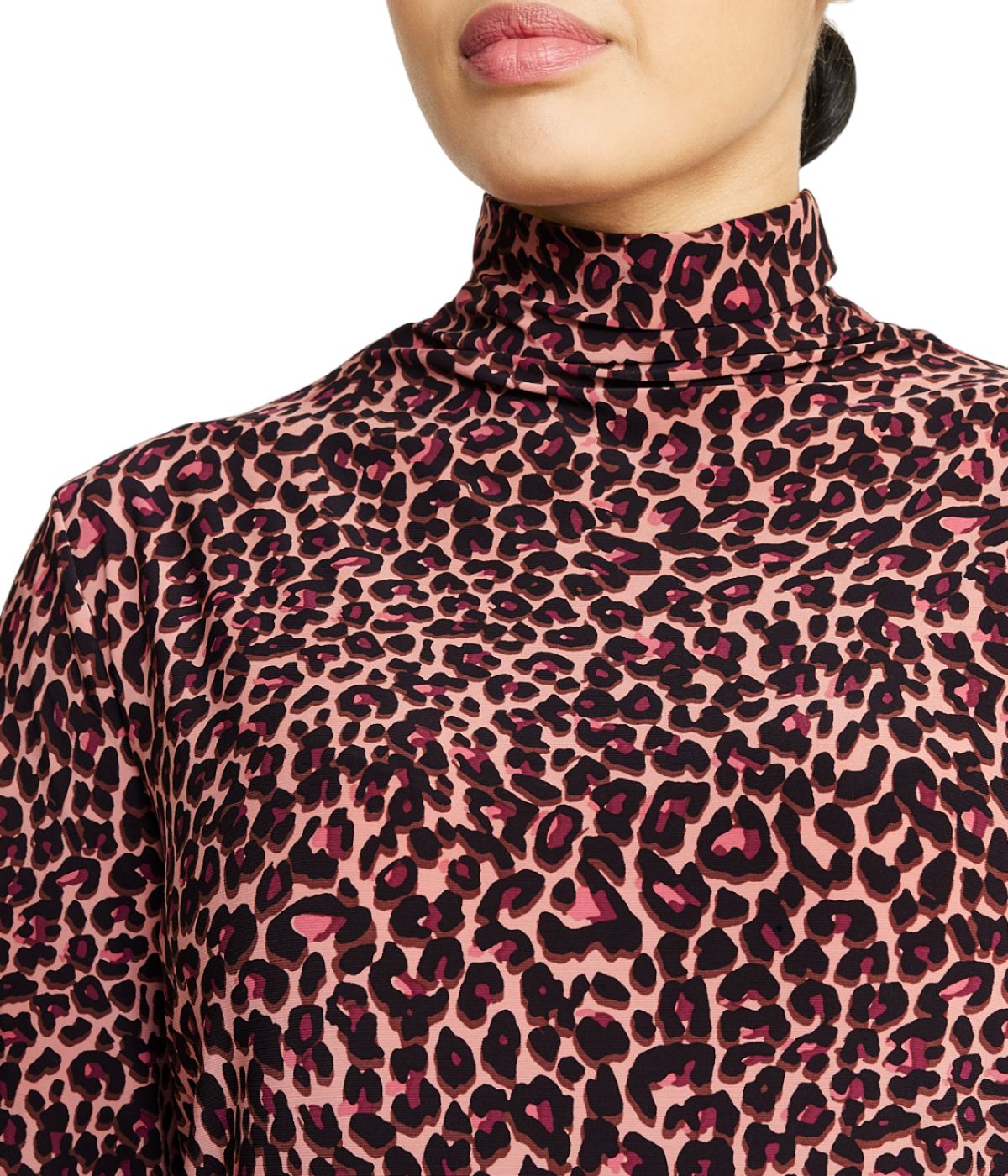  Anne Klein Plus Size Seamless Turtleneck, Printed ITY - Anise/Chianti Combo - Bonton