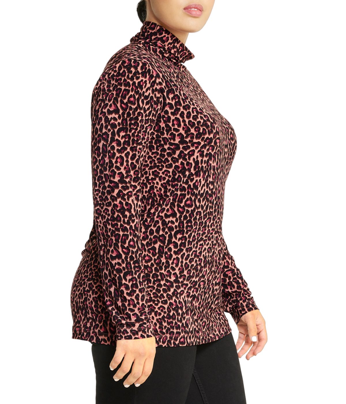  Anne Klein Plus Size Seamless Turtleneck, Printed ITY - Anise/Chianti Combo - Bonton