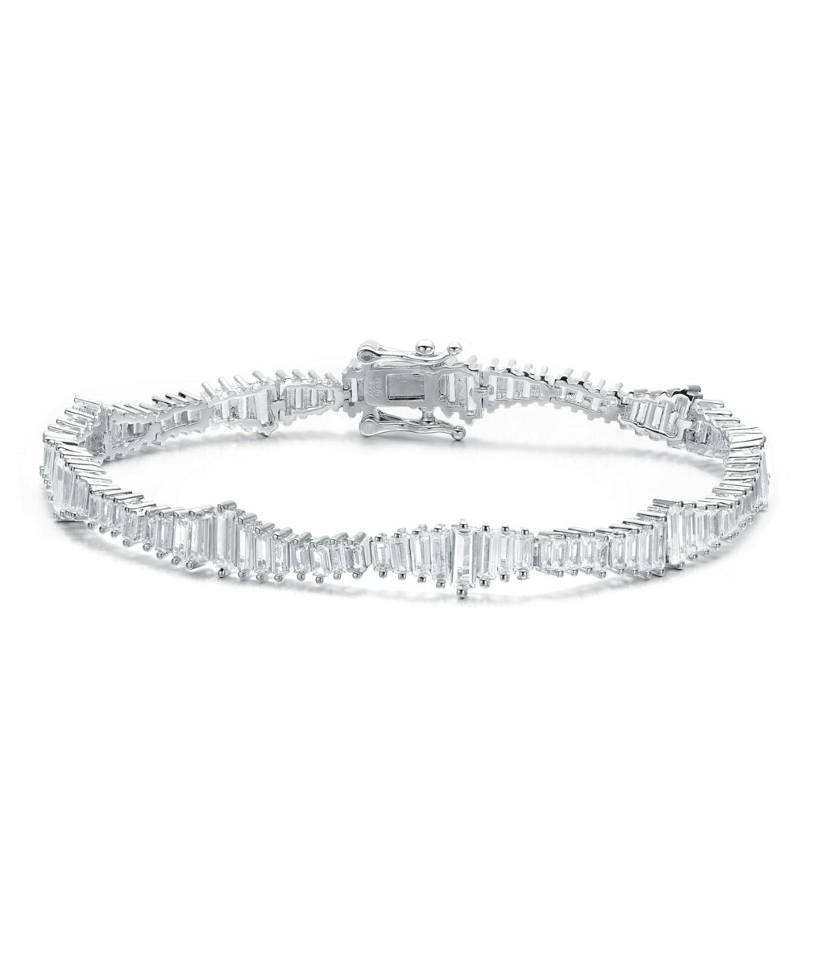  Rachel Glauber Rhodium Plated Clear Cubic Zirconia Tennis Bracelet - White - Bonton