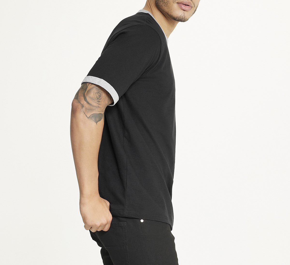  Brooklyn Laundry Brooklyn Laundry Men's Contrast Color Embroidery Ringer Tee - Black/Grey - Bonton