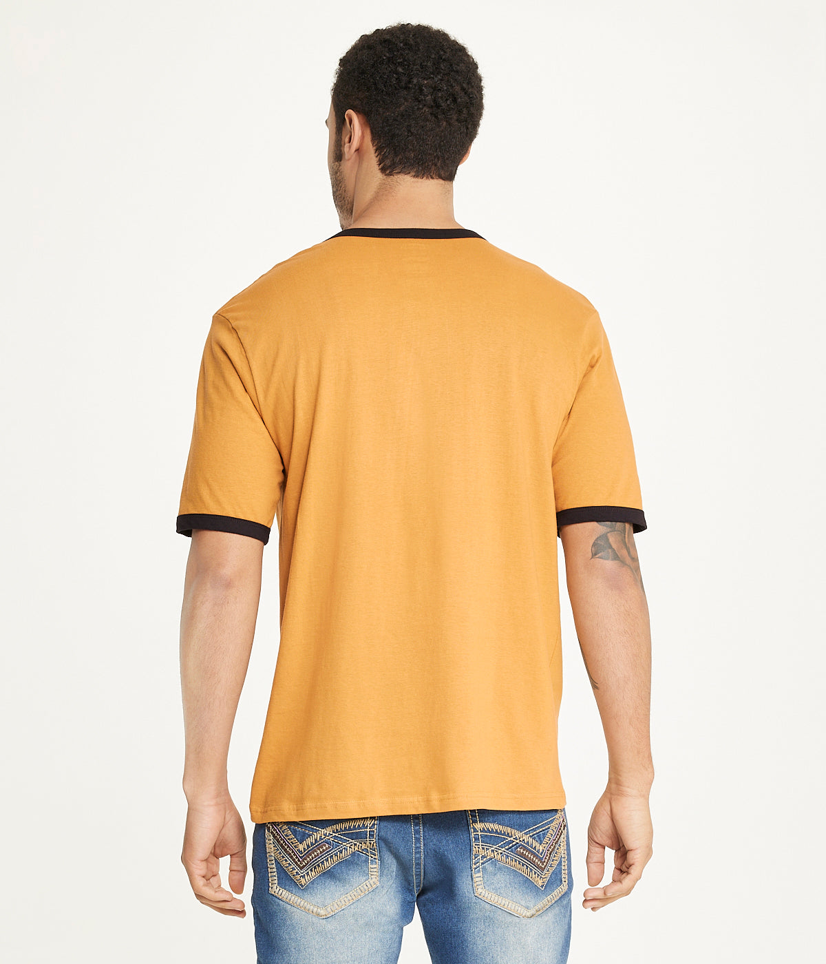  Brooklyn Laundry Brooklyn Laundry Men's Contrast Color Embroidery Ringer Tee - Timber/Black - Bonton