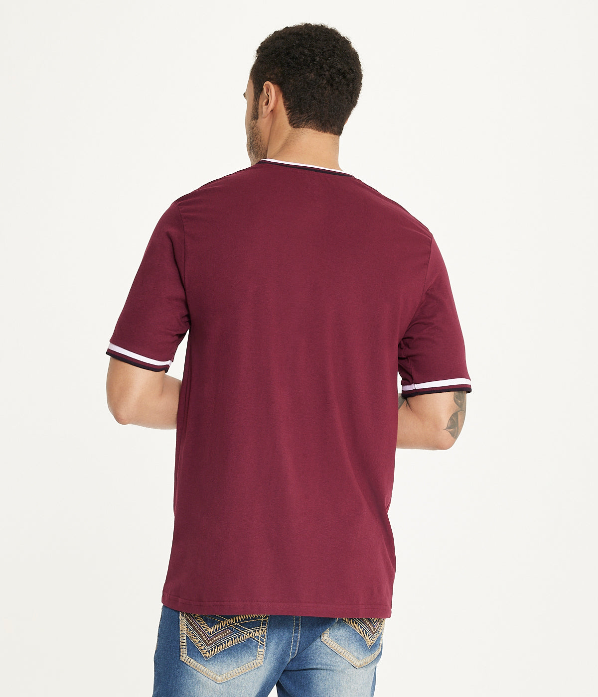  Brooklyn Laundry Brooklyn Laundry Men'sÂ Tonal Embroidery Crew Neck Tee - Burgundy - Bonton