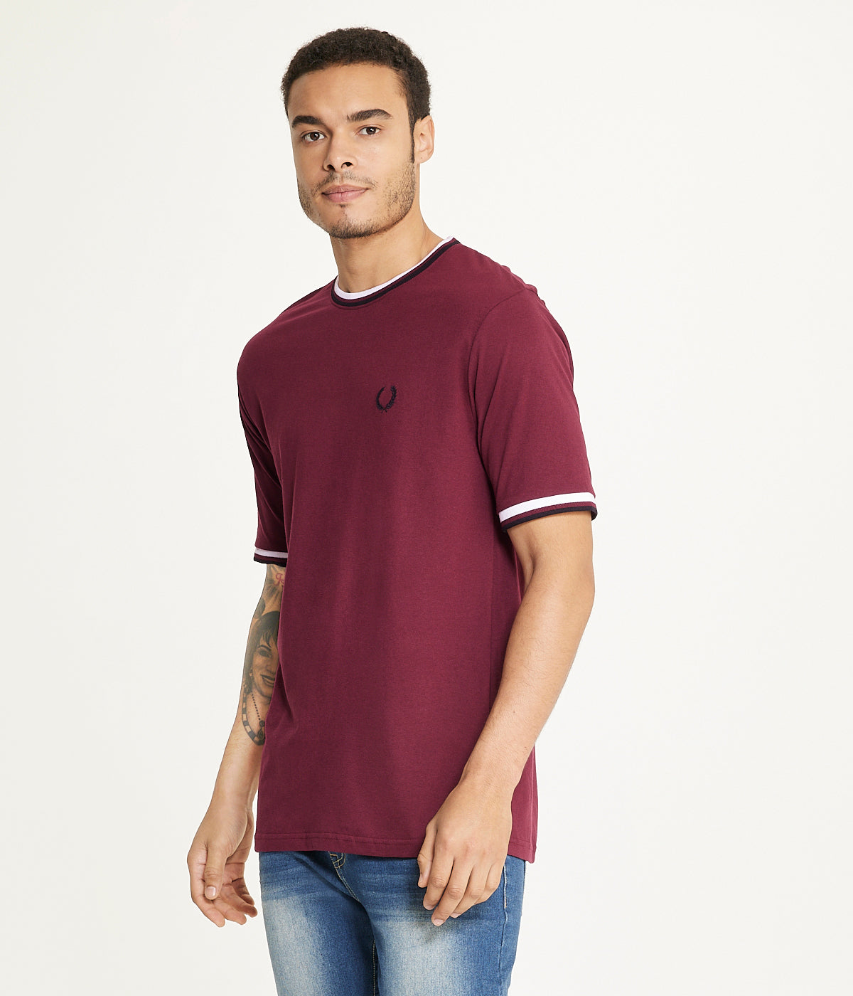  Brooklyn Laundry Brooklyn Laundry Men'sÂ Tonal Embroidery Crew Neck Tee - Burgundy - Bonton