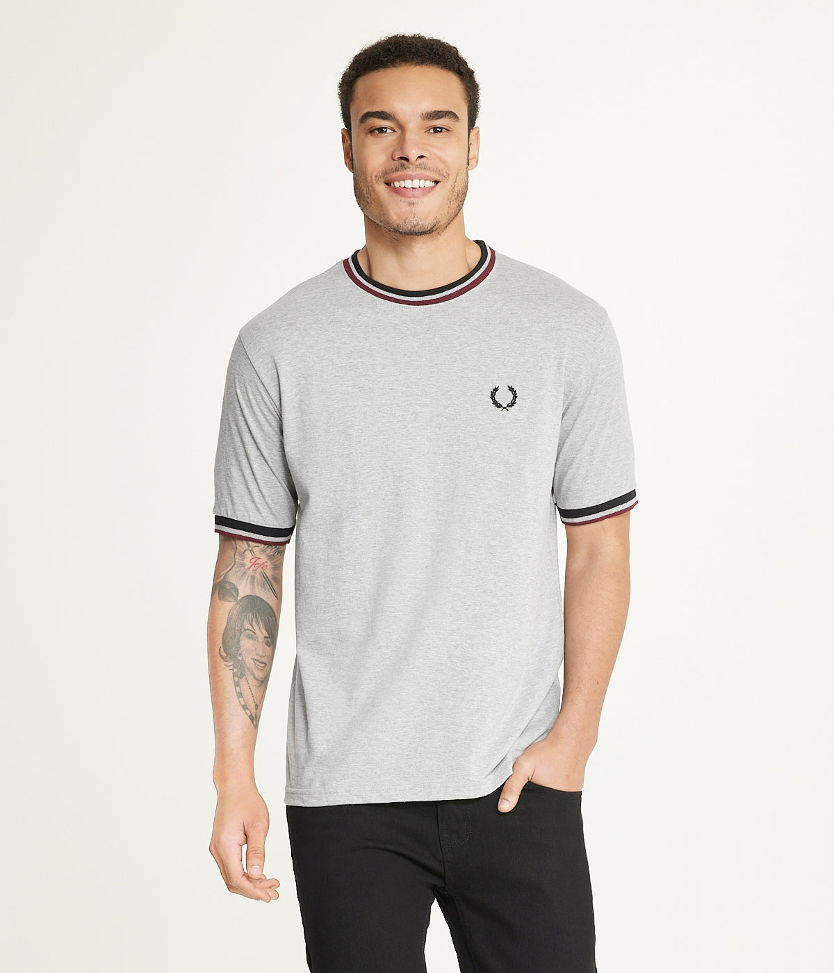  Brooklyn Laundry Brooklyn Laundry Men'sÂ Tonal Embroidery Crew Neck Tee - Heather Grey - Bonton