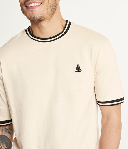 Brooklyn Laundry Men's Contrast Color Embroidery Ringer Tee Shirt