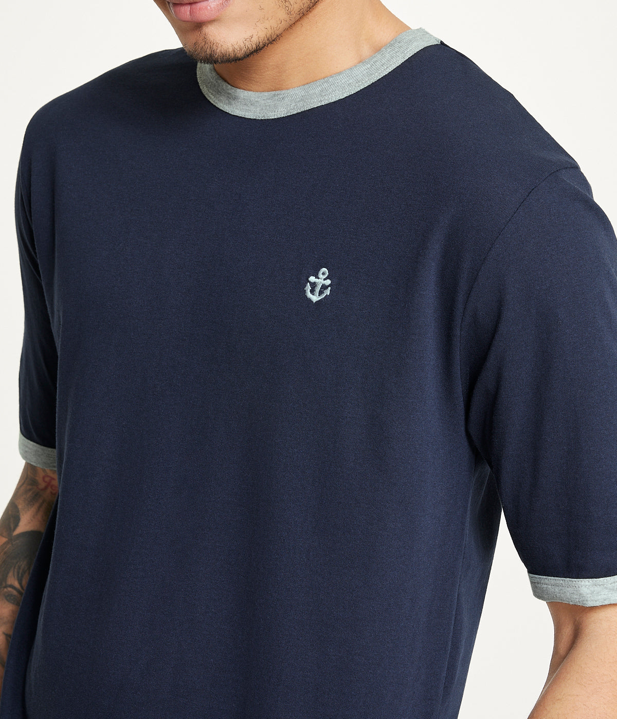  Brooklyn Laundry Brooklyn Laundry Men's Tonal Embroidery Short Sleeve Crew Neck Tee - Blue Crest - Bonton