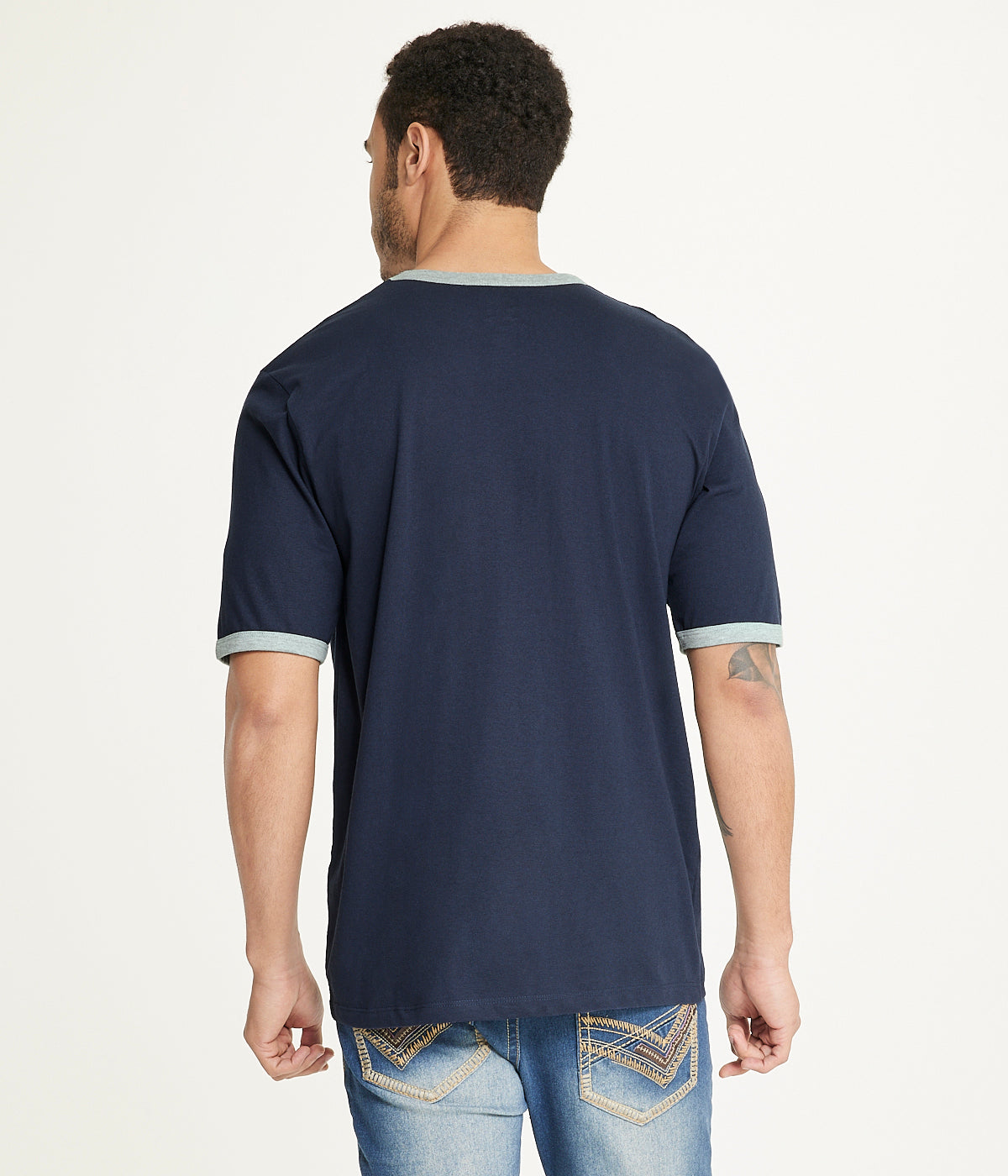  Brooklyn Laundry Brooklyn Laundry Men's Tonal Embroidery Short Sleeve Crew Neck Tee - Blue Crest - Bonton