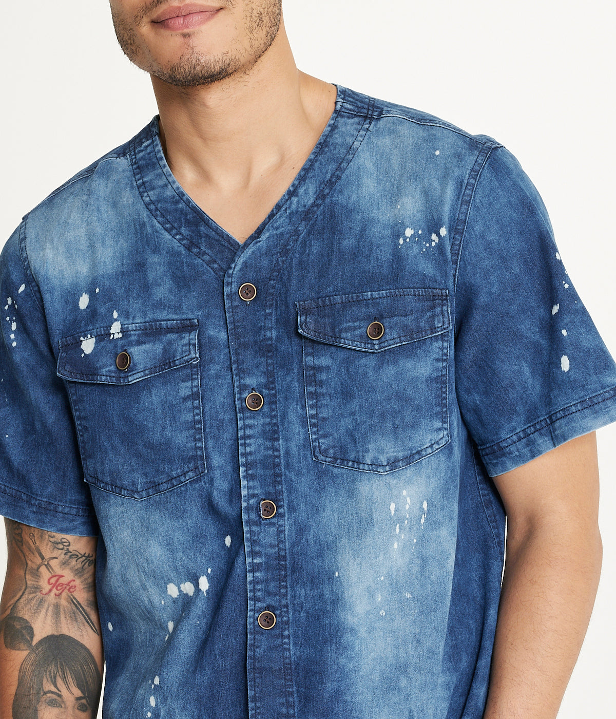  Brooklyn Laundry Brooklyn Laundry Men's Baseball Denim Shirt - DenimÂ Bleach - Bonton