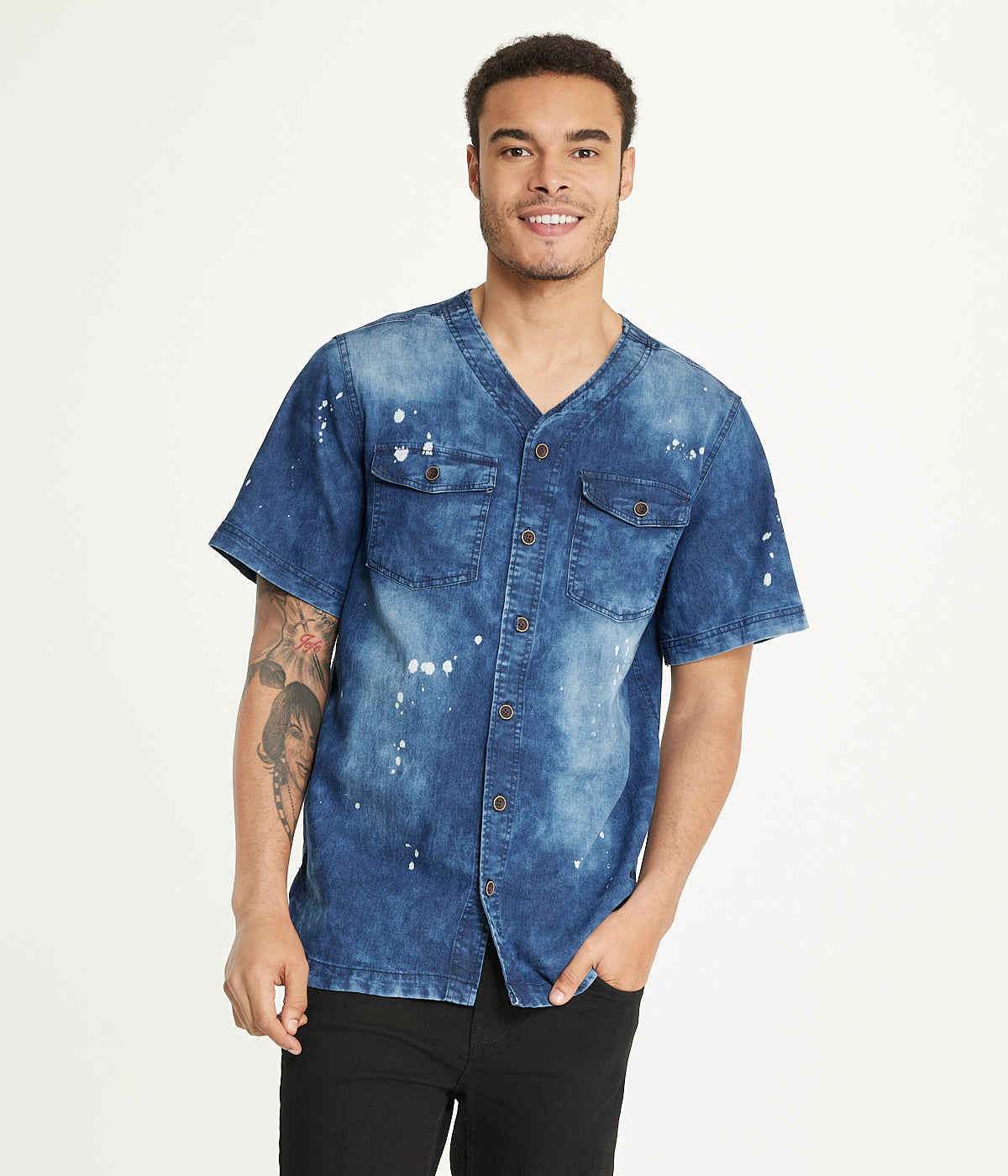  Brooklyn Laundry Brooklyn Laundry Men's Baseball Denim Shirt - DenimÂ Bleach - Bonton
