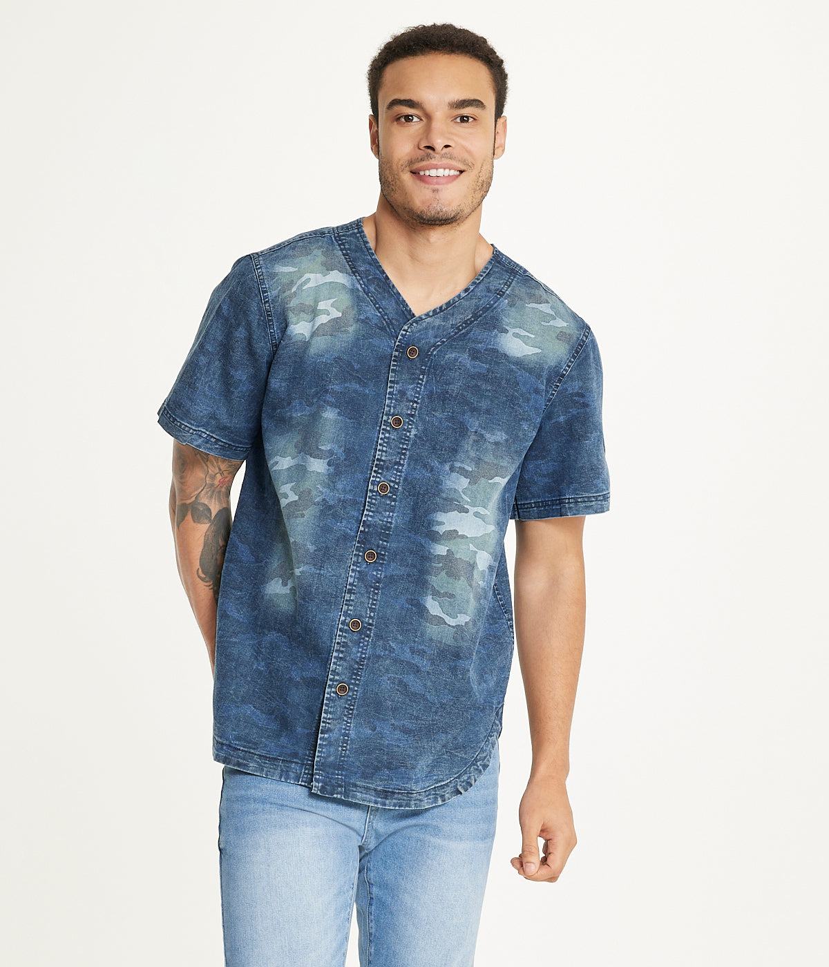  Brooklyn Laundry Brooklyn Laundry Men's Baseball Denim Shirt Navy - Navy - Bonton