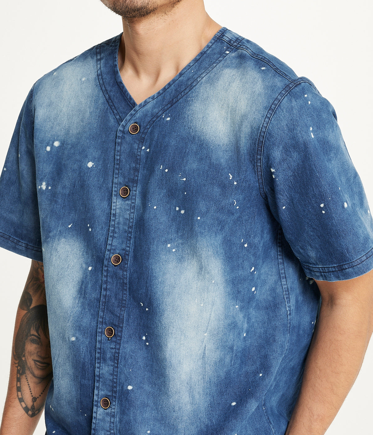  Brooklyn Laundry Brooklyn Laundry Men's Baseball Denim Shirt  Denim Bleach - DenimÂ Bleach - Bonton