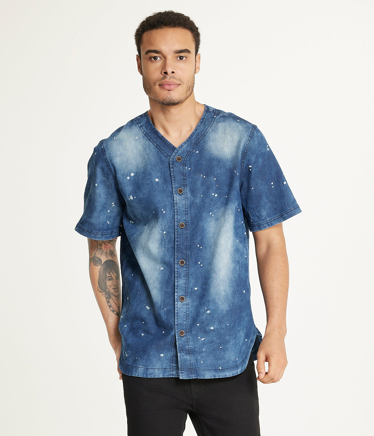  Brooklyn Laundry Brooklyn Laundry Men's Baseball Denim Shirt  Denim Bleach - DenimÂ Bleach - Bonton