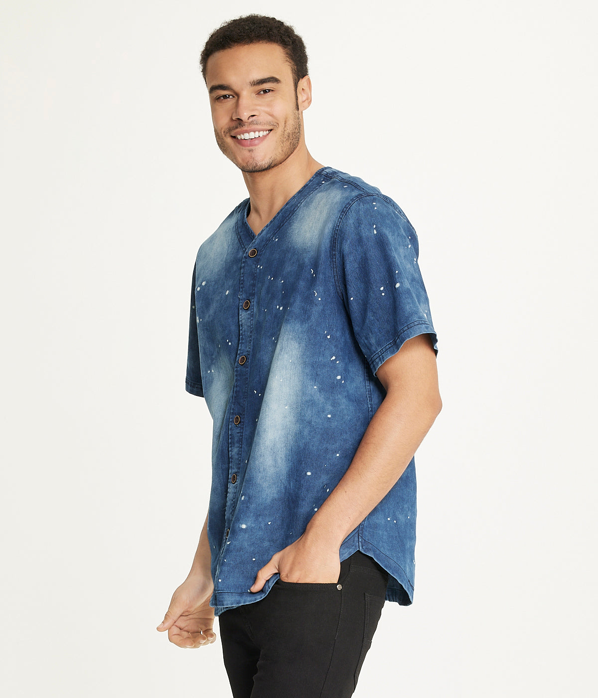  Brooklyn Laundry Brooklyn Laundry Men's Baseball Denim Shirt  Denim Bleach - DenimÂ Bleach - Bonton