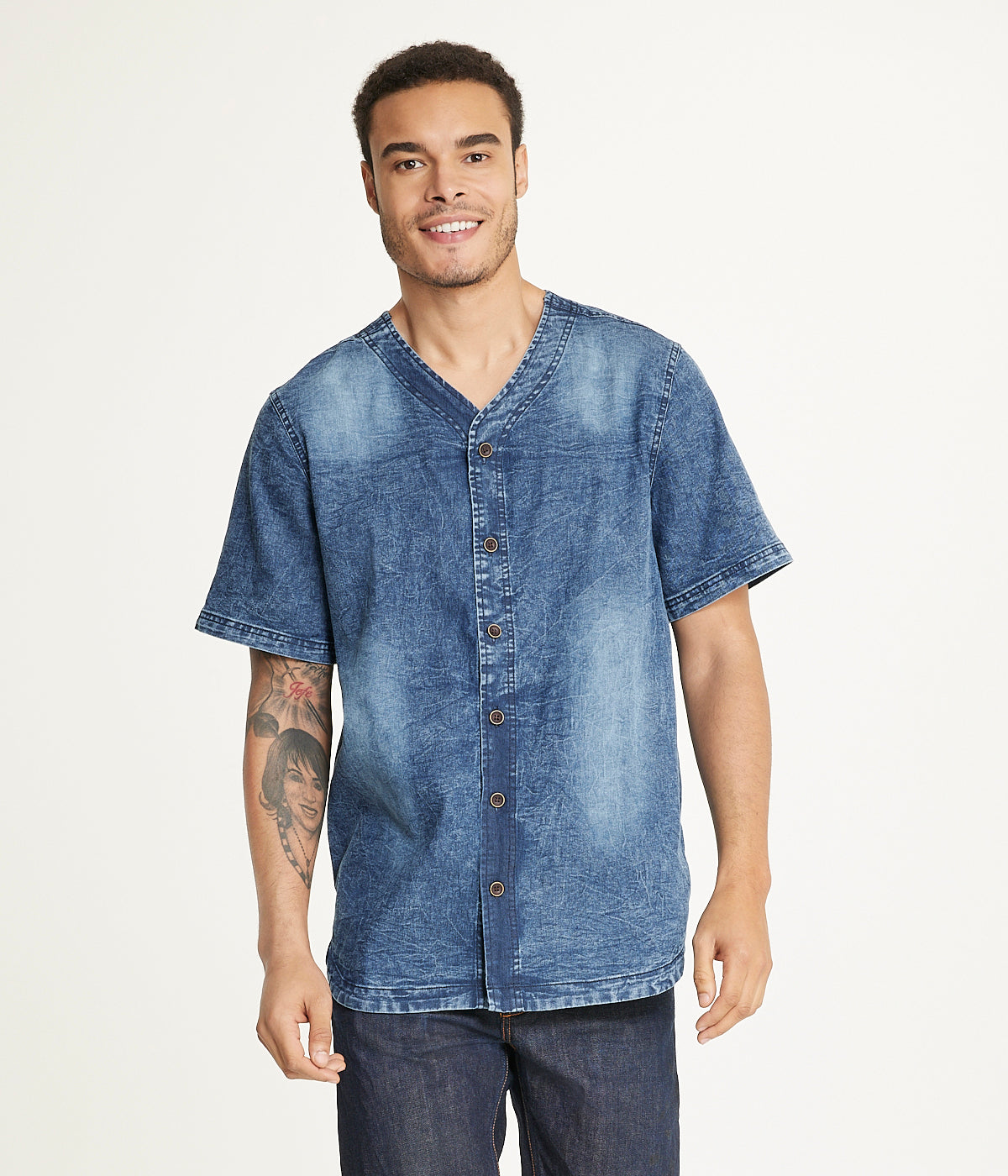  Brooklyn Laundry Brooklyn Laundry Men's Baseball Denim Shirt Rinse Denim - RinseÂ Denim - Bonton