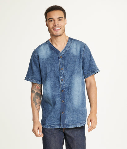 Brooklyn Laundry Men's Baseball Denim Shirt Rinse Denim