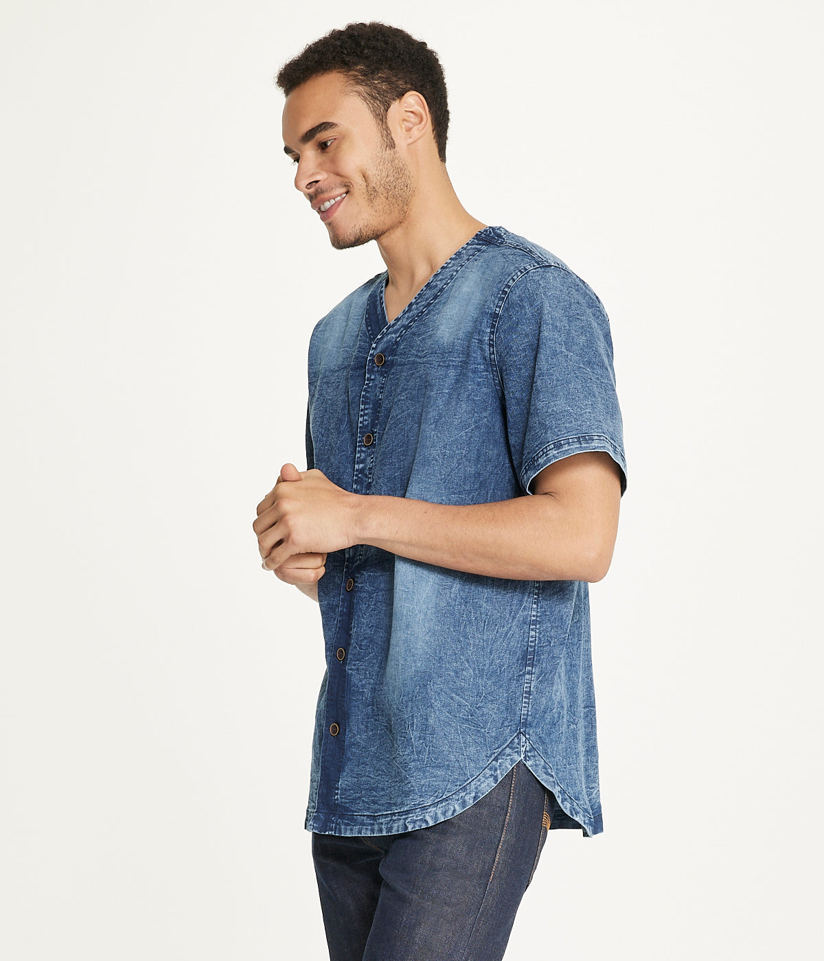  Brooklyn Laundry Brooklyn Laundry Men's Baseball Denim Shirt Rinse Denim - RinseÂ Denim - Bonton