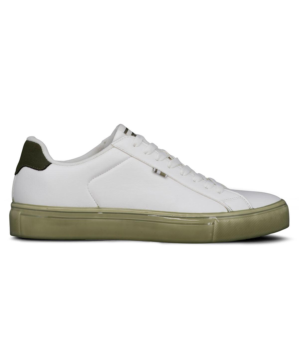  Ben Sherman Crowley Dipped Outsole Lace Up Sneaker - White & Army - Bonton