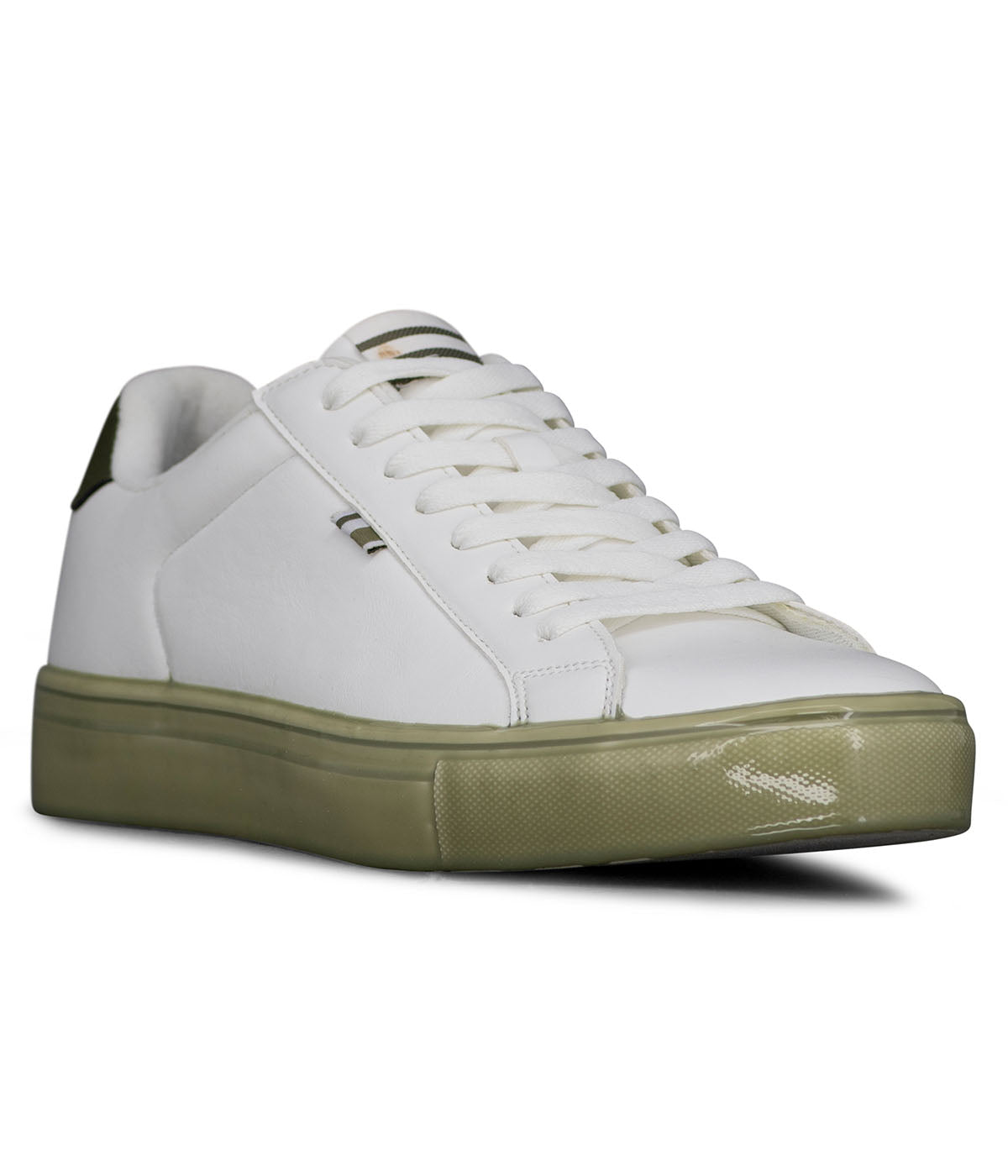  Ben Sherman Crowley Dipped Outsole Lace Up Sneaker - White & Army - Bonton