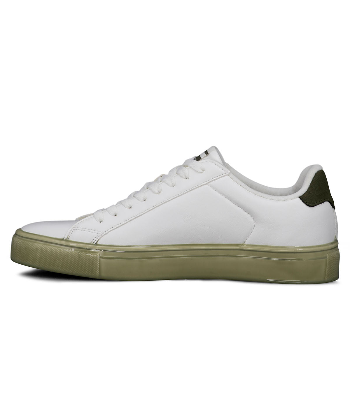  Ben Sherman Crowley Dipped Outsole Lace Up Sneaker - White & Army - Bonton