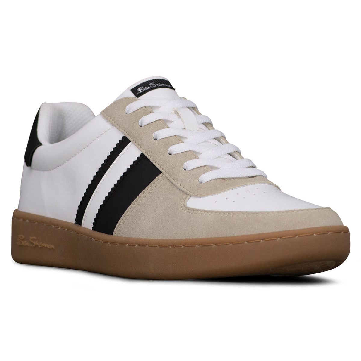 Ben Sherman Hyde U Toe Lace Up Sneaker - White Black - Bonton