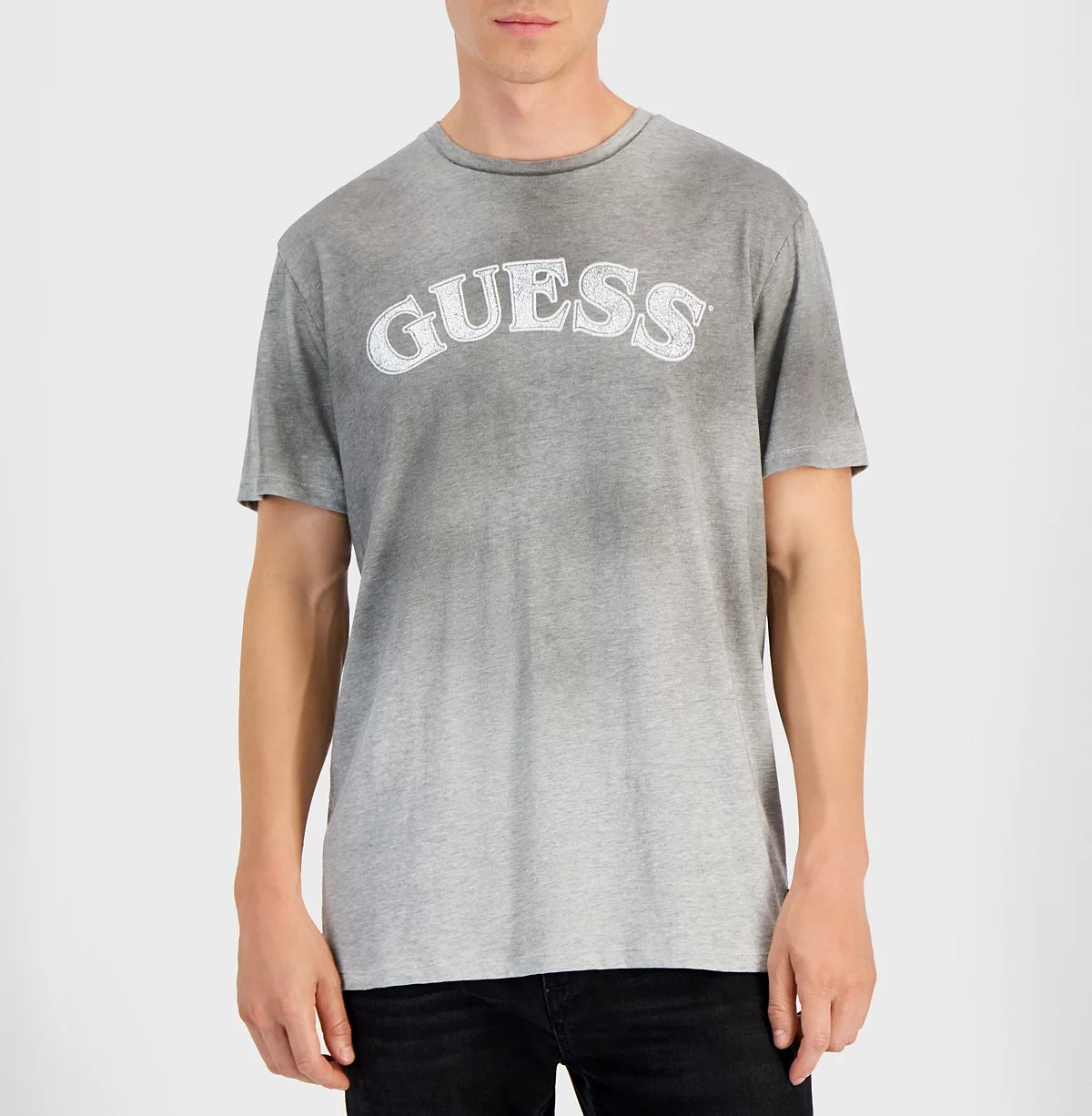  Guess Arched Logo BSC Short Sleeve Tee - Light Stone Heather - Bonton