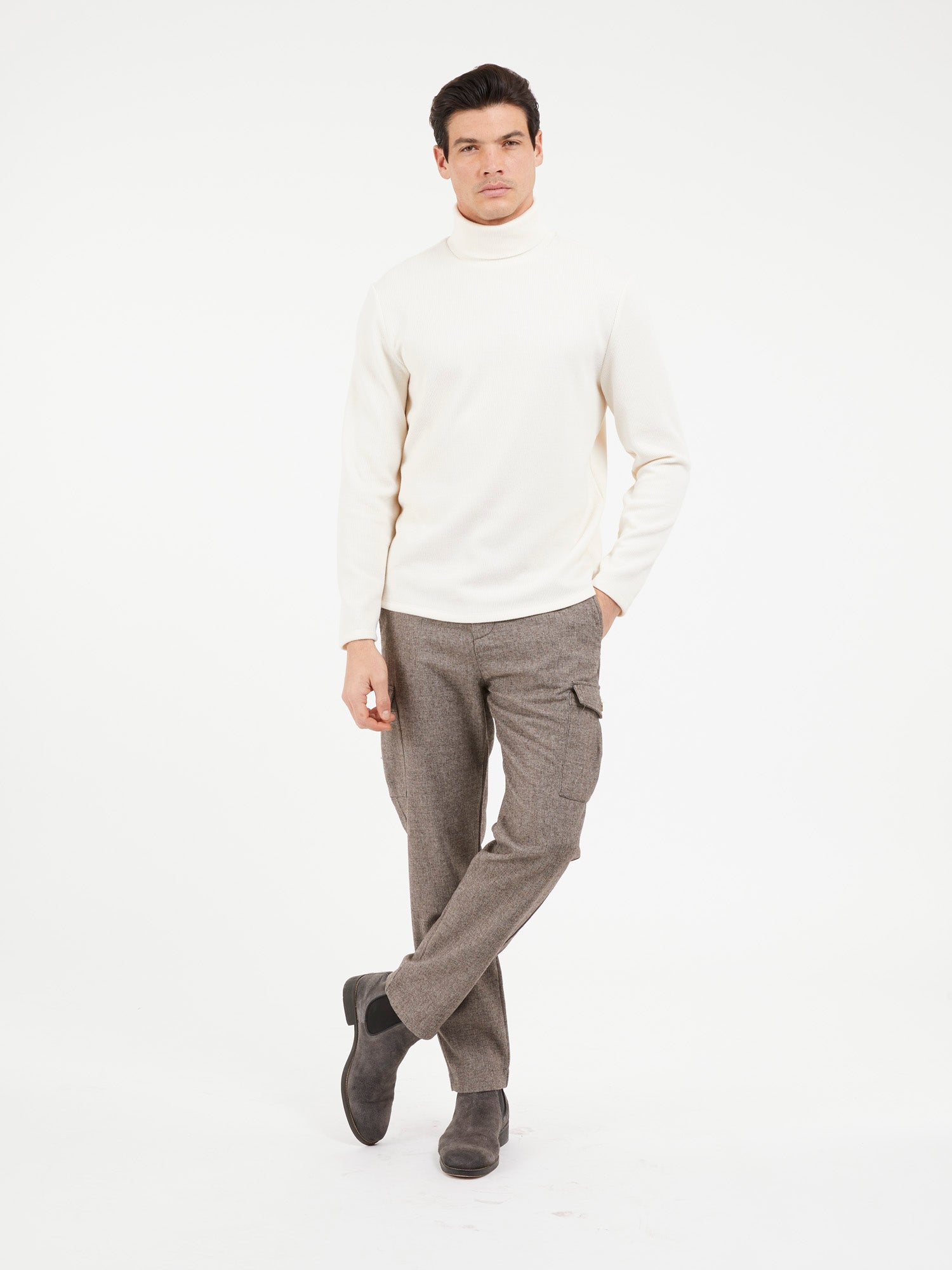  Guess Reeves Long Sleeve Rib Rollneck - Quicksand - Bonton