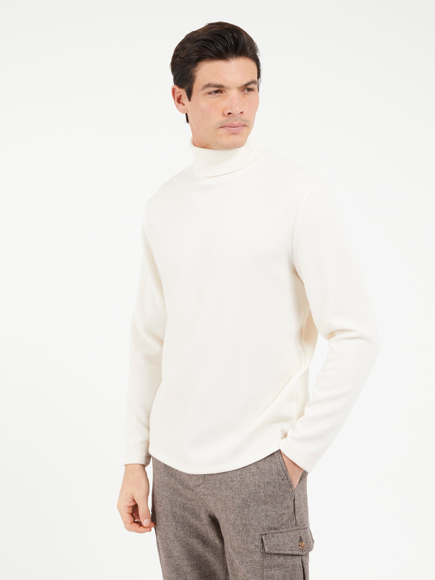  Guess Reeves Long Sleeve Rib Rollneck - Quicksand - Bonton