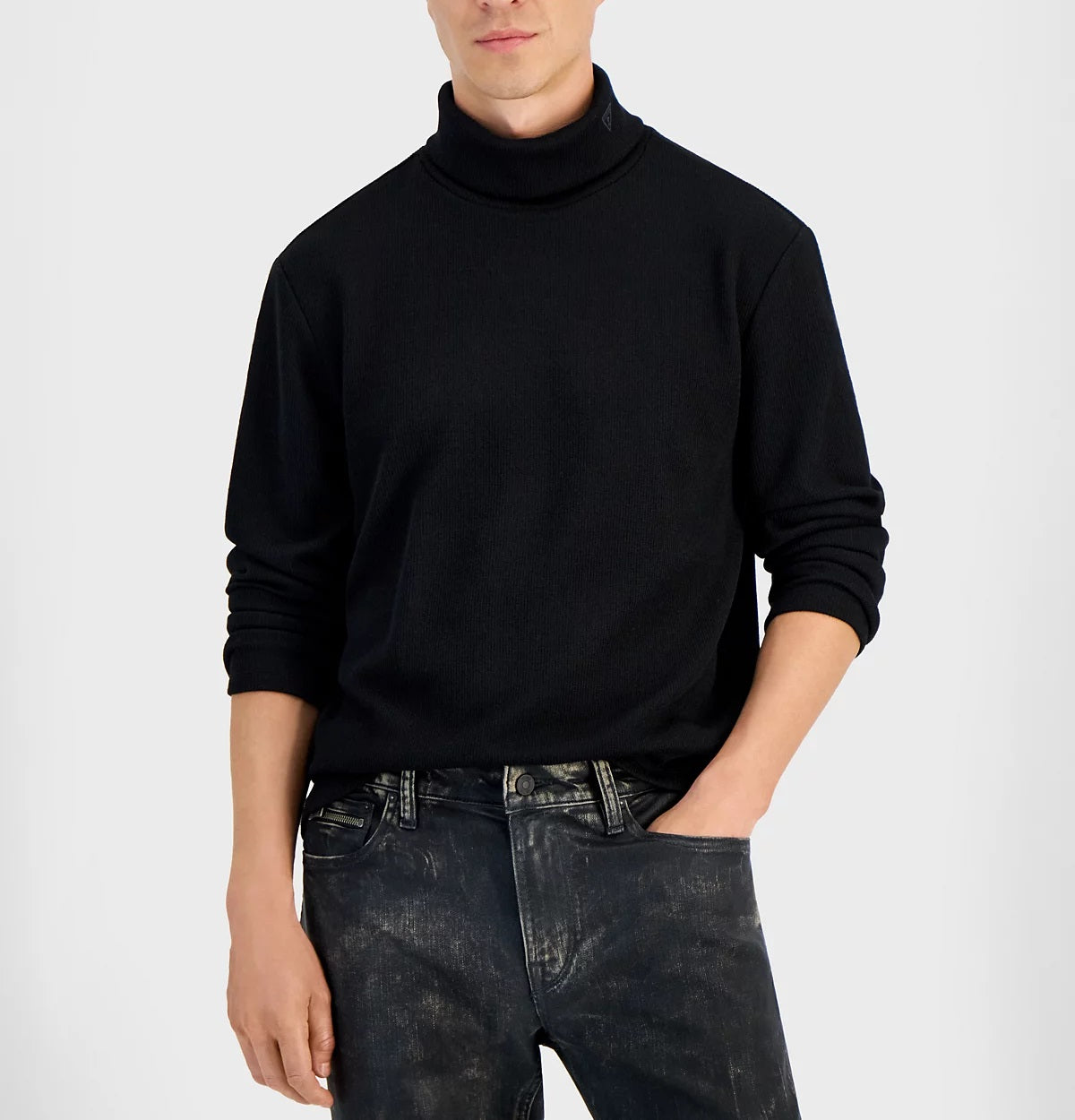  Guess Reeves Long Sleeve Rib Rollneck - Jet Black - Bonton