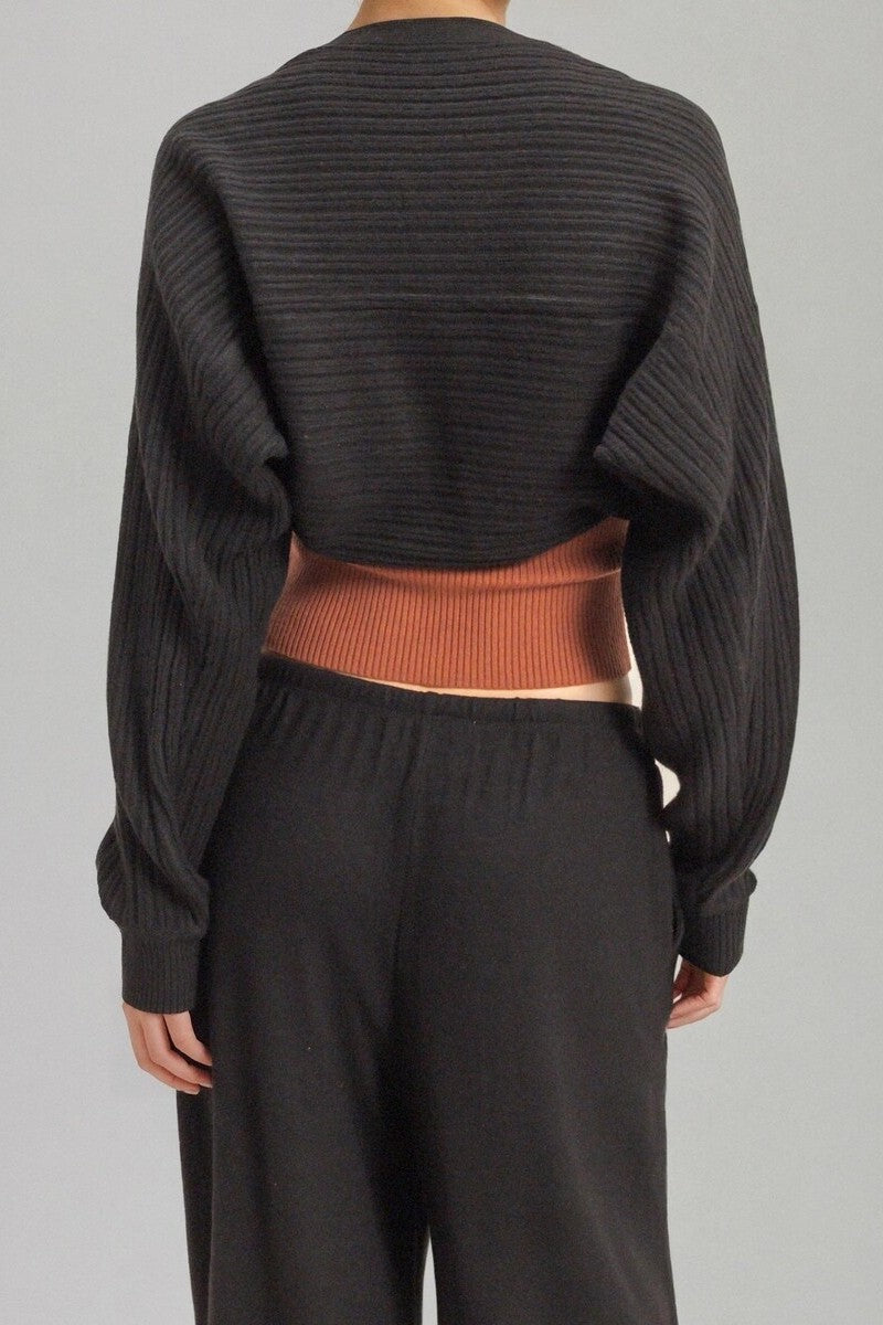  Forever 21 Ribbed Bolero Shrug - black - Bonton