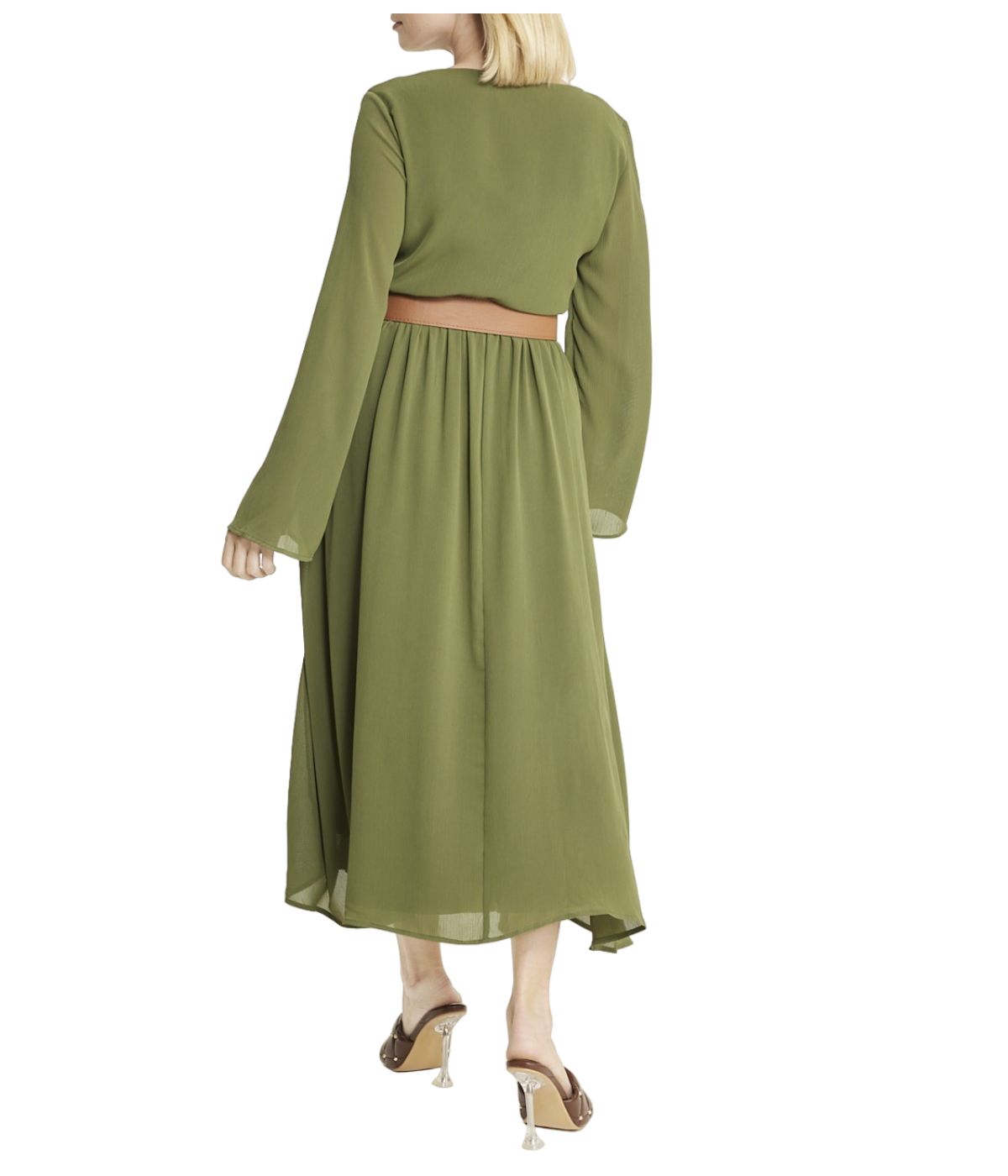  Cream & Rouge Belted Long Sleeve Dress - Black - Bonton