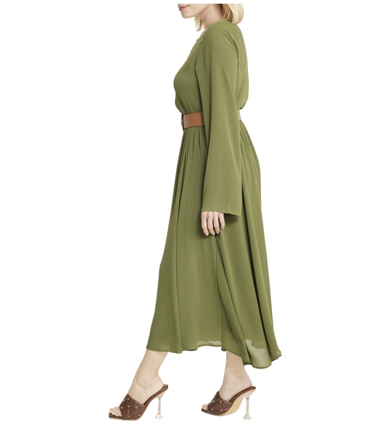  Cream & Rouge Belted Long Sleeve Dress - Black - Bonton