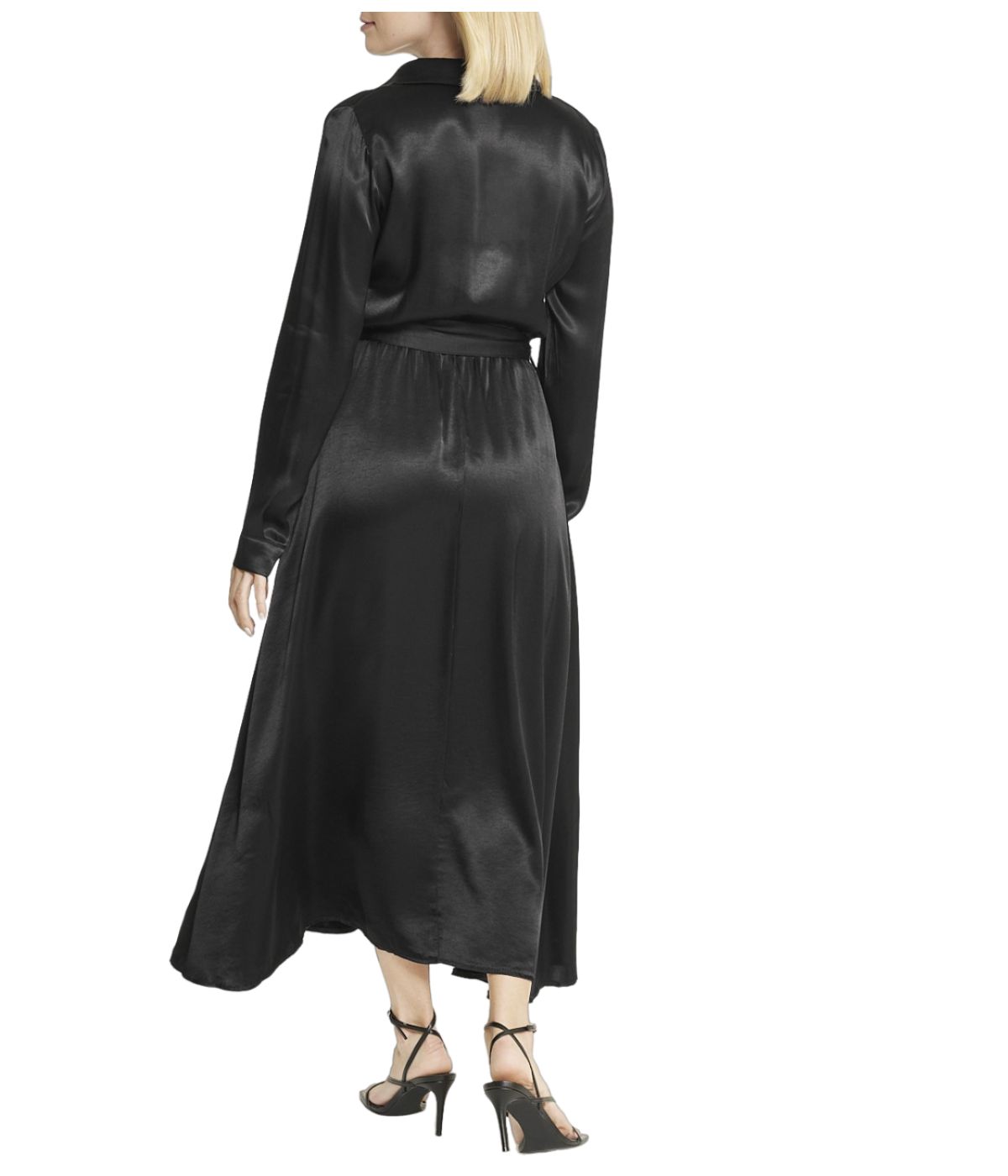  Cream & Rouge Satin Shirt Dress - Black - Bonton