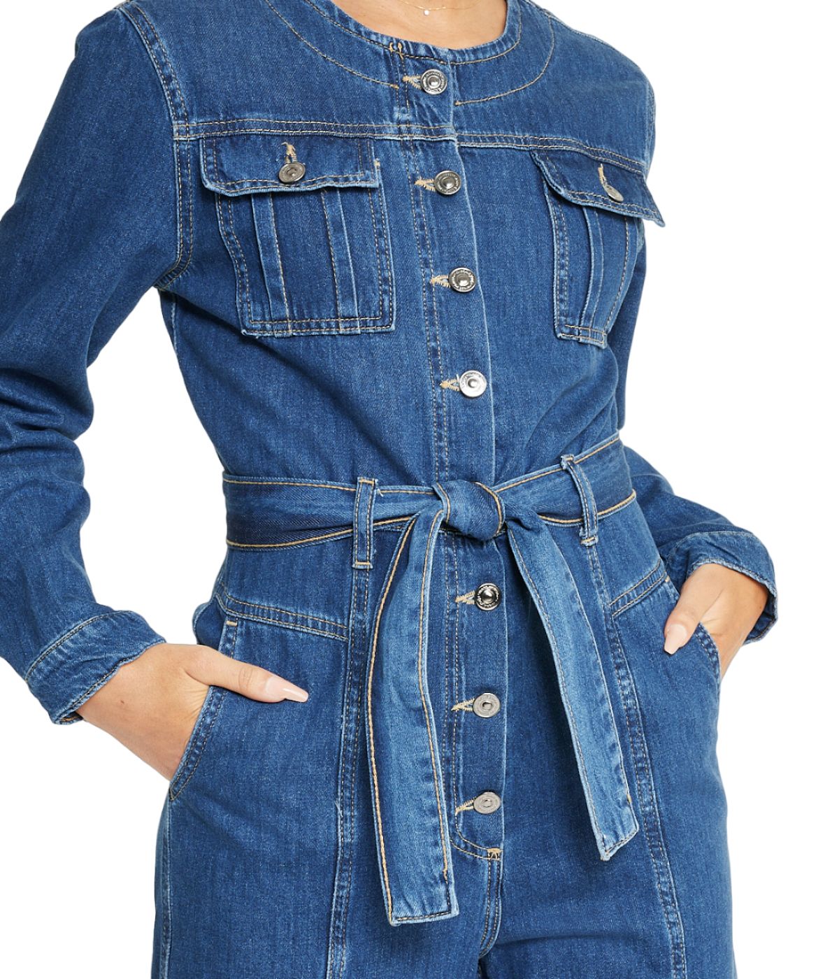  Cream & Rouge Denim Jumpsuit - Blue - Bonton