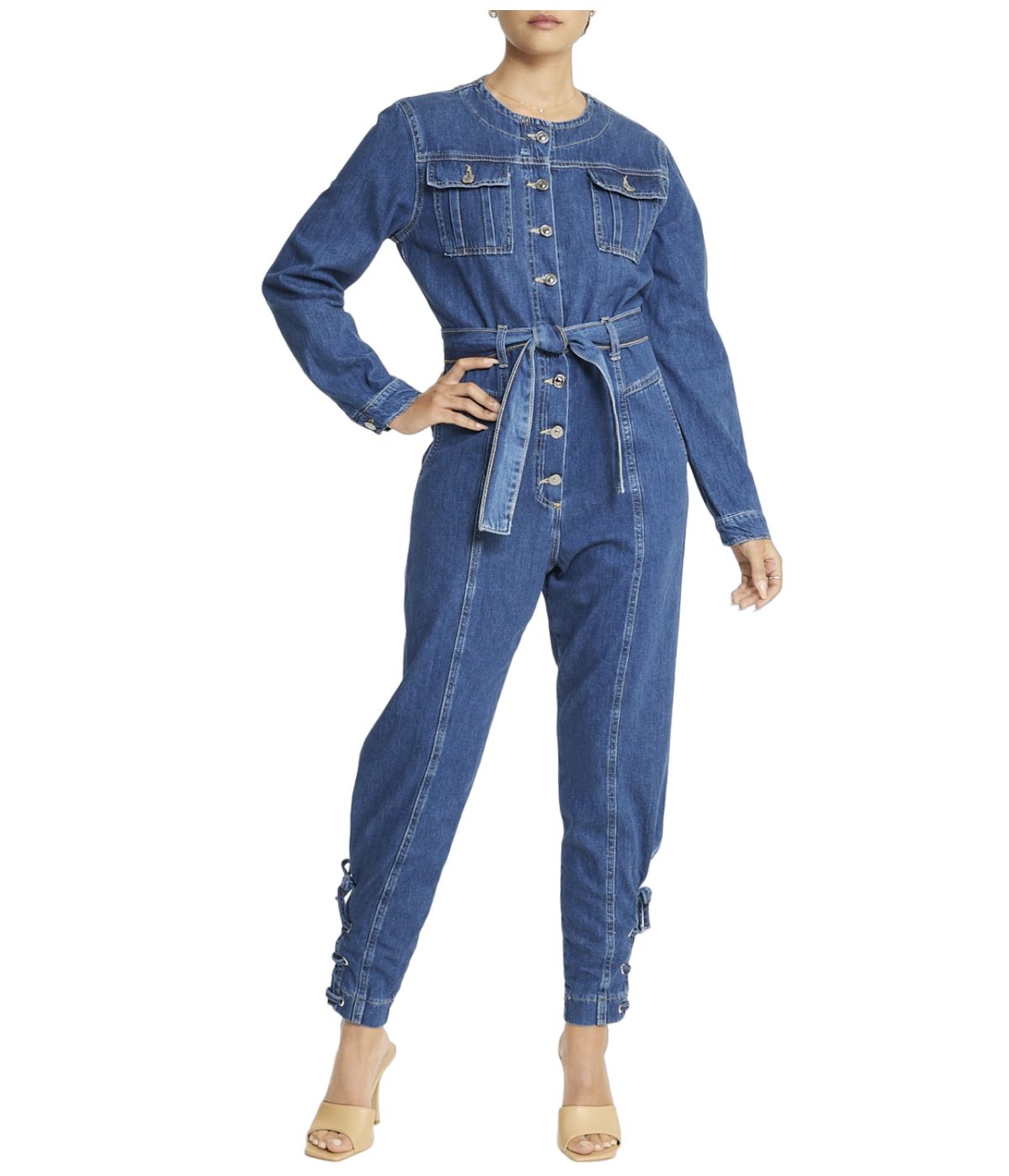  Cream & Rouge Denim Jumpsuit - Blue - Bonton