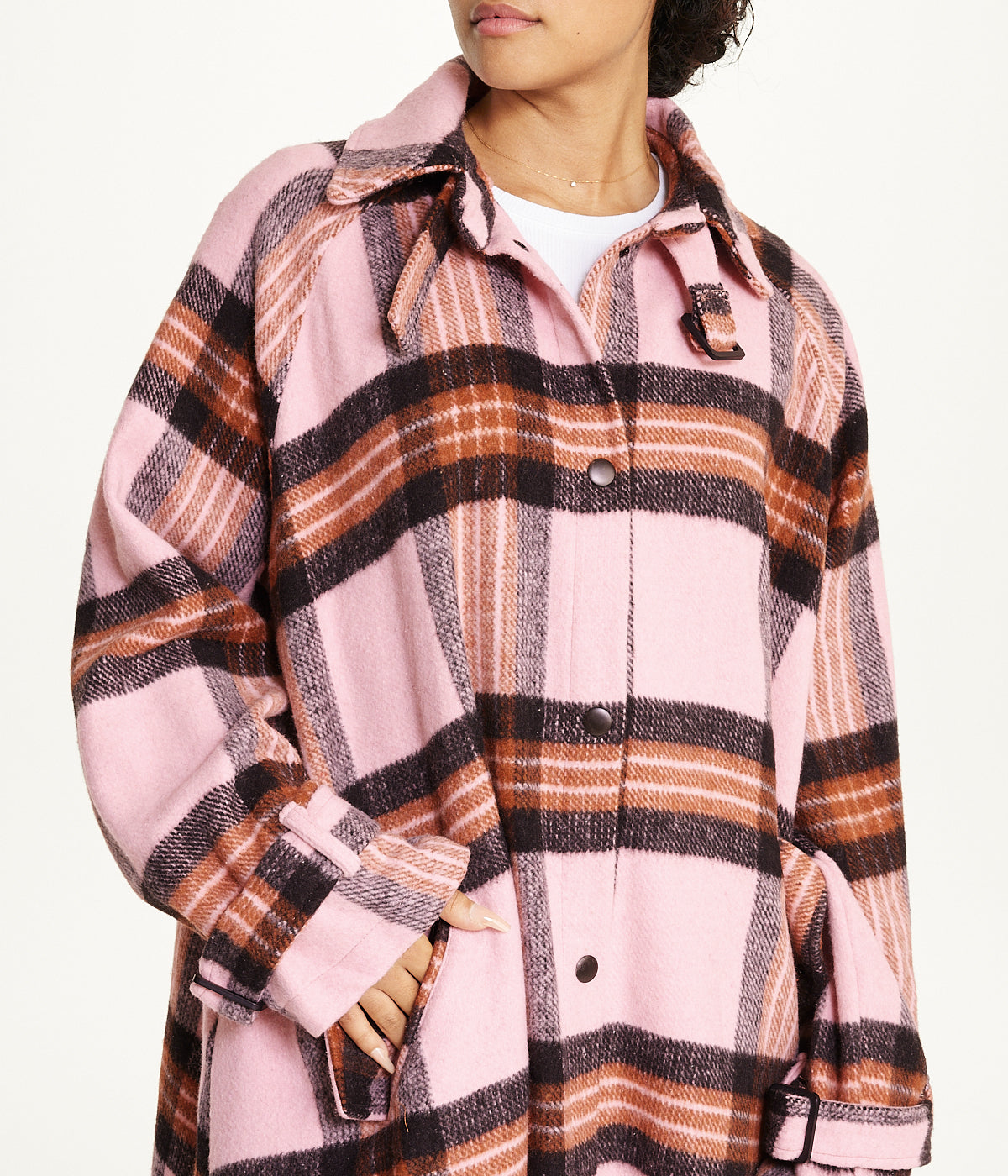  Cream & Rouge Oversized Plaid Shacket - DriÃƒÅ’Ã¢â‚¬Â¡ed Rose - Bonton